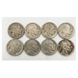 8 Buffalo Nickels, See Dates In Info.
