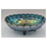 Vtg. Iridescent Harvest Grape Carnival Glass Bowl