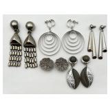 5 Pair of Silver Tone Fashion Earrings
