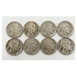 8 Buffalo Nickels, See Dates In Info.