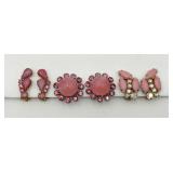 3 Pair of Vintage Pink Ear Clips