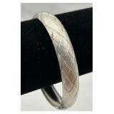 Pretty Etched Sterling Silver Bangle Bracelet