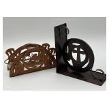 Cowboy Condiments Holder/Bookend w/Cross