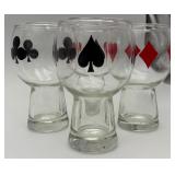 Vintage Hollow-stemmed Playing Card Glasses