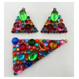 Fun Triangle Pin & Pierced Earrings