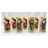 7 Bill Flores Native American Glass Tumblers
