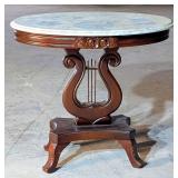 Victorian Marble Top Accent Table w/Lyre Base