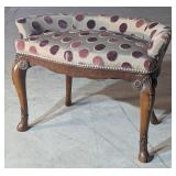 Vtg. Queen Anne Vanity Bench w/Polka Dot Pattern