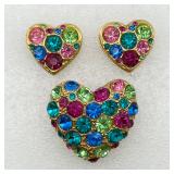 Very Pretty Heart Pin & Earrings Set