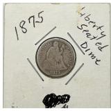 1875 Seated Liberty Dime