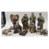 Very Nice 10 Piece Glazed Ceramic Nativity Set