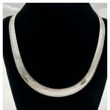 Milor Italy Sterling Silver Herringbone Necklace