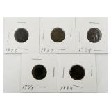 5 Indian Head Pennies