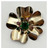 Antique Sterling Silver Flower Pin