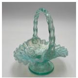 Fenton Willow Green Ruffled Basket