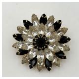 Vintage Layered Pin of Clear & Black Stones