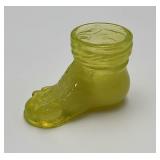 Vintage Boyd glass Vaseline glass hobo boot