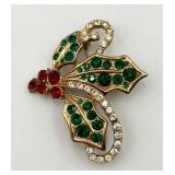 Holly Leaves Christmas Pin