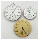 3 Pocket Watch/Time Movement Pieces