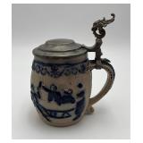 VTG German stoneware beer stein w/ pewter lid