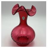 VTG Fenton cranberry glass vase