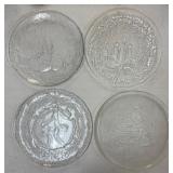 4 Very Nice Clear Glass Holiday Platters
