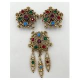 Vintage Pin & Ear Clips Set