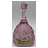 Fenton Hand-painted Pink Opalescent Glass Bell