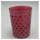 Vintage Fenton Cranberry Glass Coin Dot Tumbler