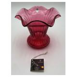 Fenton Country Cranberry Rib Optic Ruffled Vase