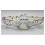 Jeannette Glass Gondola Bowl w/gold trim