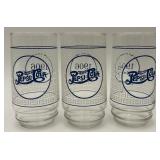 Set Of 3 Vintage Blue Pepsi-Cola Drinking Glasses