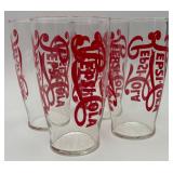 Set Of 4 Large Vintage Pepsi-Cola Glasses