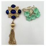 Maltese Cross & Green Blossom Pins