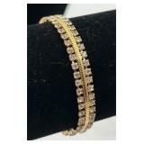Hobé Double Row Gold Tone Tennis Bracelet