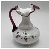 Fenton Milk Glass Purple Pitcher