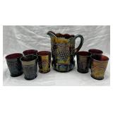 Northwood "Grape & Cable" Carnival Glass Water Set