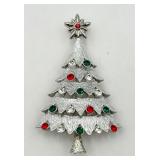 Pretty Silver Tone Christmas Tree Pin