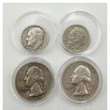2 Silver Dimes, 2 Silver Quarters