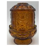 Vintage Indiana Amber Glass Fairy Lamp