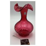 Fenton Cranberry Swirl Vase