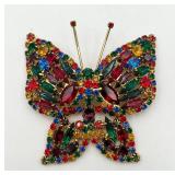 Huge Vintage Mixed Color Butterfly Pin