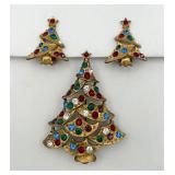 RARE "Eisenberg Ice" Christmas Tree Pin, Ear Clips