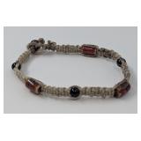 Natural Hemp Bracelet w/Black & Brown Beads