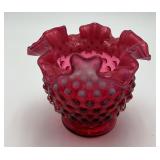 Vintage Fenton Cranberry Rose Bowl
