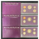 1987, 1988, 1989 U.S. Mint Proof Sets