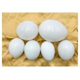 6 Large Vintage Blown Glass Eggs