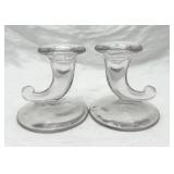Vtg. New Martinsville Cornucopia Candlesticks