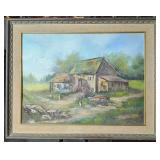 Original Vintage Barn in Summer Oil Painting