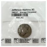 Graded 1943-P Jefferson Wartime Nickel